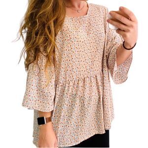 Rokoko by Dazz Floral Boho Bell Sleeve Blouse